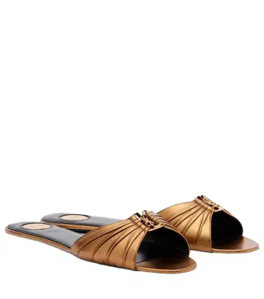 Saint Laurent Babylone metallic leather slides | Thumbnail 1 Saint Laurent Babylone metallic leather slides | Thumbnail 1