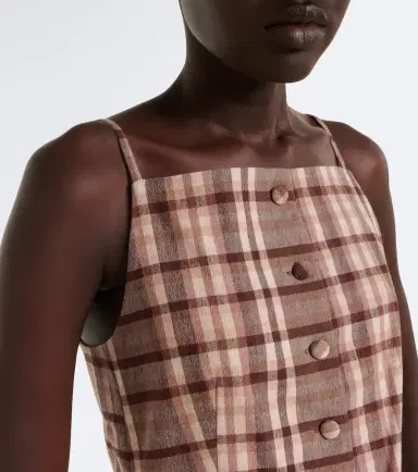 Staud Una plaid linen-blend top | Thumbnail 5