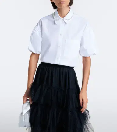 Simone Rocha Embellished scalloped cotton shirt | Thumbnail 4