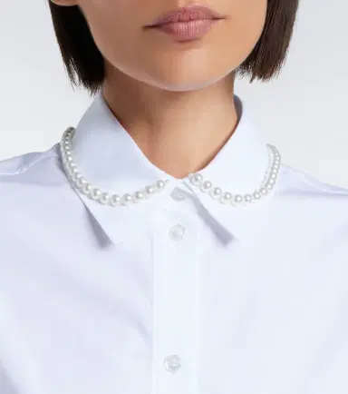 Simone Rocha Embellished scalloped cotton shirt | Thumbnail 6
