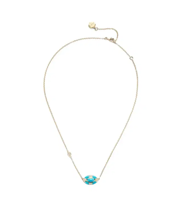Shay Jewelry Riviera 18kt gold necklace with turquoise and diamonds
