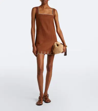 Veronica Beard Shanice scalloped linen minidress | Thumbnail 3