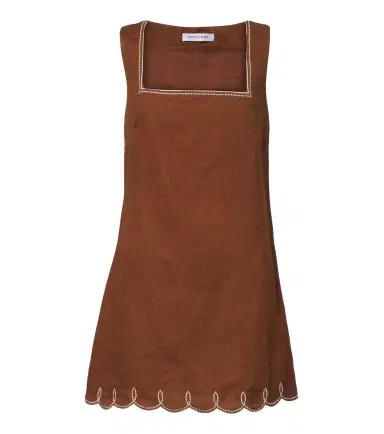 Veronica Beard Shanice scalloped linen minidress | Thumbnail 1