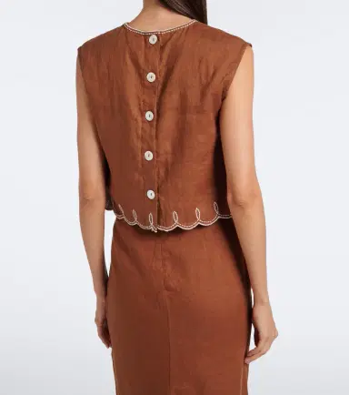 Veronica Beard Kessan embroidered linen top | Thumbnail 4