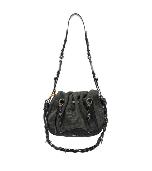 Isabel Marant Bolton Small croc-effect suede shoulder bag