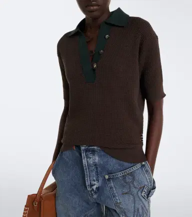 JW Anderson Waffle-knit cotton and cashmere-blend polo shirt | Thumbnail 6 JW Anderson Waffle-knit cotton and cashmere-blend polo shirt | Thumbnail 6