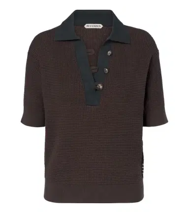 JW Anderson Waffle-knit cotton and cashmere-blend polo shirt | Thumbnail 1 JW Anderson Waffle-knit cotton and cashmere-blend polo shirt | Thumbnail 1