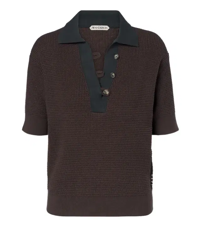 JW Anderson Waffle-knit cotton and cashmere-blend polo shirt