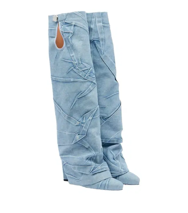 The Attico Leon denim knee-high boots