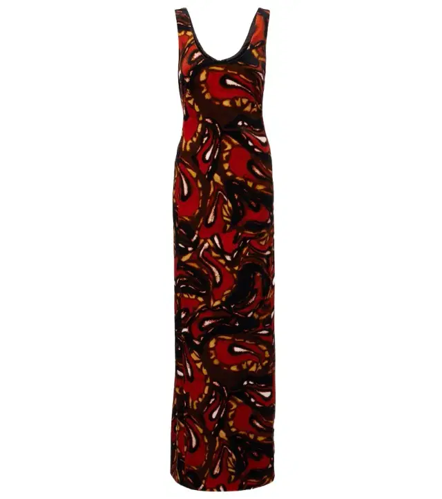 Dries Van Noten Printed cotton-blend velvet maxi dress