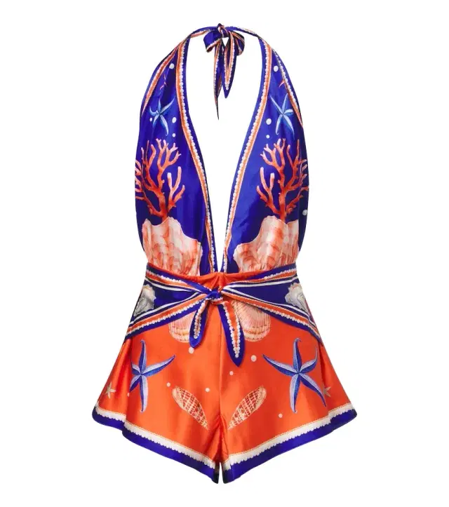 Retrofete Retrofête Ledda printed silk-blend romper