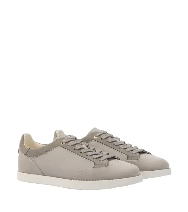 Suede-trimmed leather sneakers