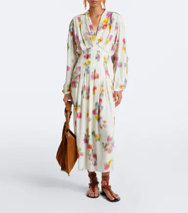 Marant Étoile Floral pleated satin midi dress | Thumbnail 2