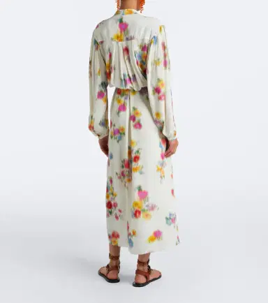 Marant Étoile Floral pleated satin midi dress | Thumbnail 6