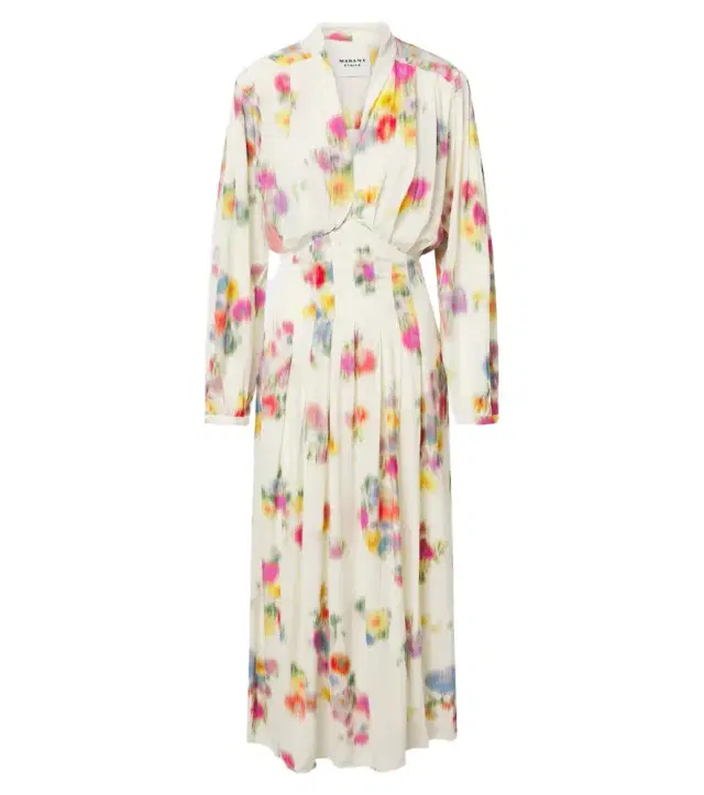 Marant Etoile Floral pleated satin midi dress