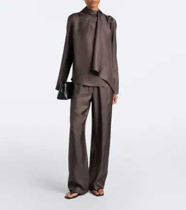 Loulou de Saison Alera silk twill wide-leg pants | Thumbnail 4