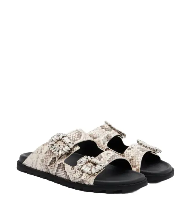 Roger Vivier Slidy Viv' snake-print leather sandals