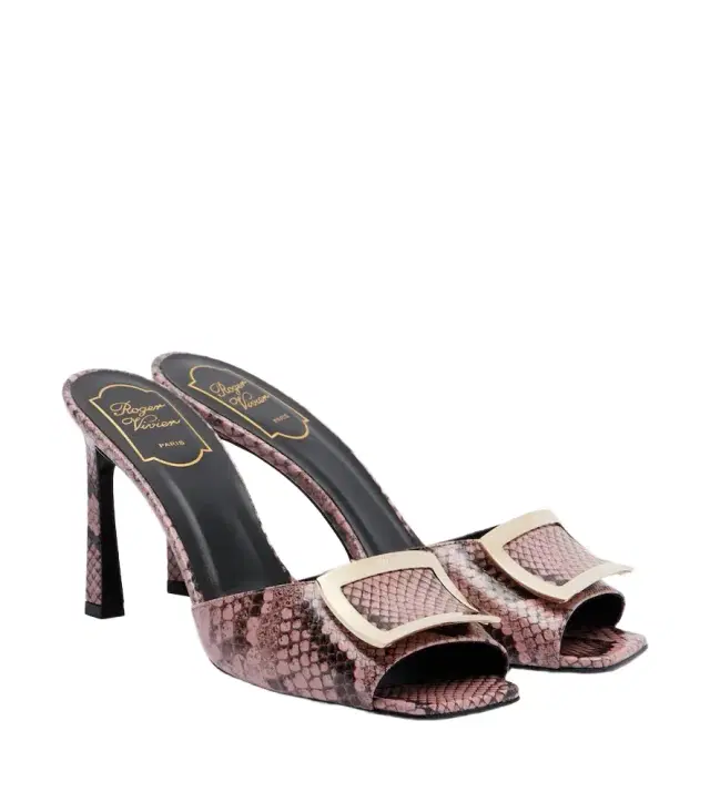 Roger Vivier Trompette snake-print leather mules
