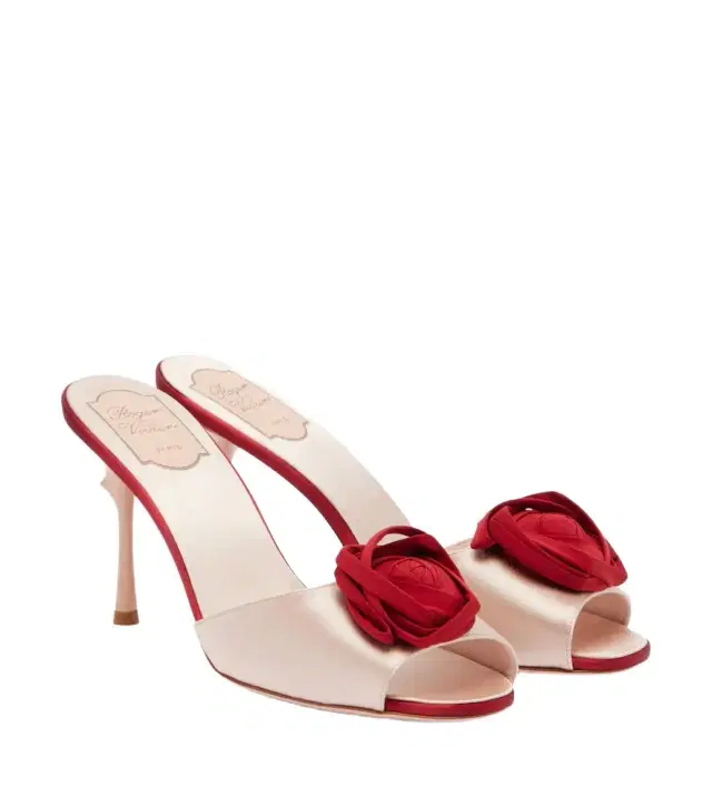 Roger Vivier Rose Vivier floral-appliqué satin mules