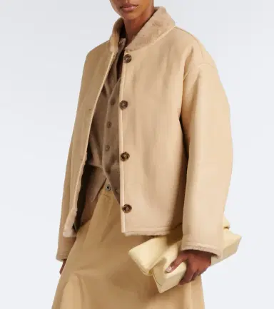 Yves Salomon Reversible shearling-trimmed leather jacket | Thumbnail 3 Yves Salomon Reversible shearling-trimmed leather jacket | Thumbnail 3