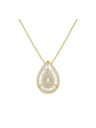 Wish Fine Jewelry 1.58ct Diamond Mother Of Pear 14K Gold Drop Pendant Necklace | Thumbnail 1 Wish Fine Jewelry 1.58ct Diamond Mother Of Pear 14K Gold Drop Pendant Necklace | Thumbnail 1