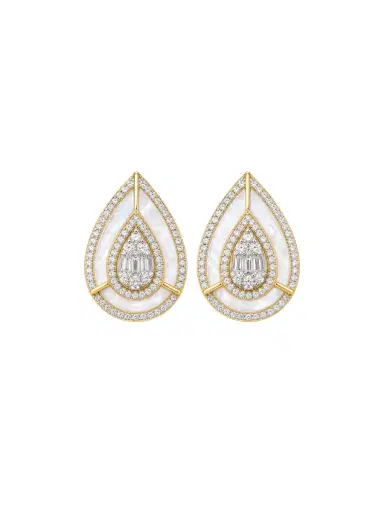 Wish Fine Jewelry 2.49ct Diamond Mother Of Pearl 14K Gold Drop Earrings | Thumbnail 1
