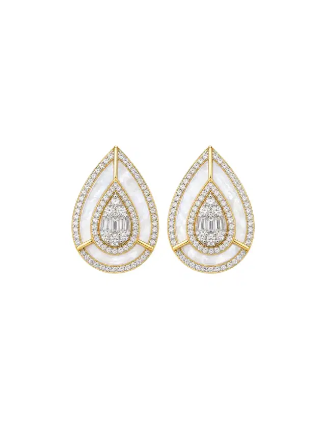 Wish Fine Jewelry 2.49ct Diamond Mother Of Pearl 14K Gold Drop Earrings