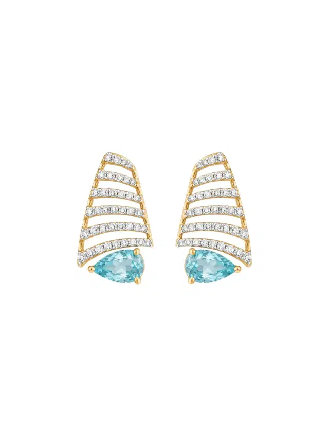 Wish Fine Jewelry 4.96ct Diamond Aquamarine 14K Gold Earrings