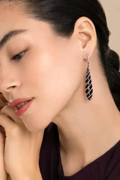 SABOO FINE JEWELS Diamond Purple Long Drop Elemento Earrings | Thumbnail 2