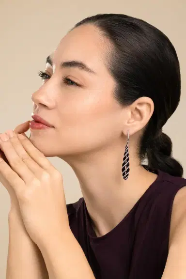 SABOO FINE JEWELS Diamond Purple Long Drop Elemento Earrings | Thumbnail 3