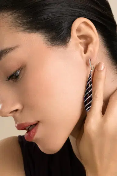 SABOO FINE JEWELS Diamond Purple Long Drop Elemento Earrings | Thumbnail 4