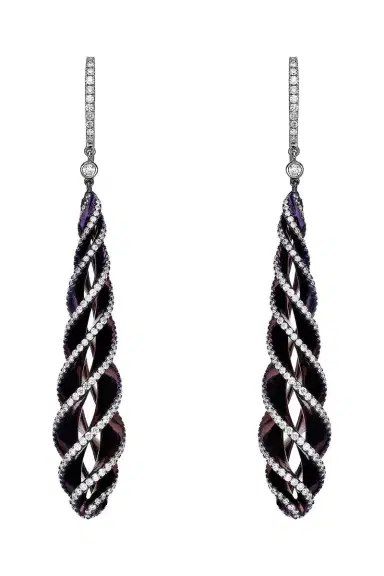 SABOO FINE JEWELS Diamond Purple Long Drop Elemento Earrings | Thumbnail 1