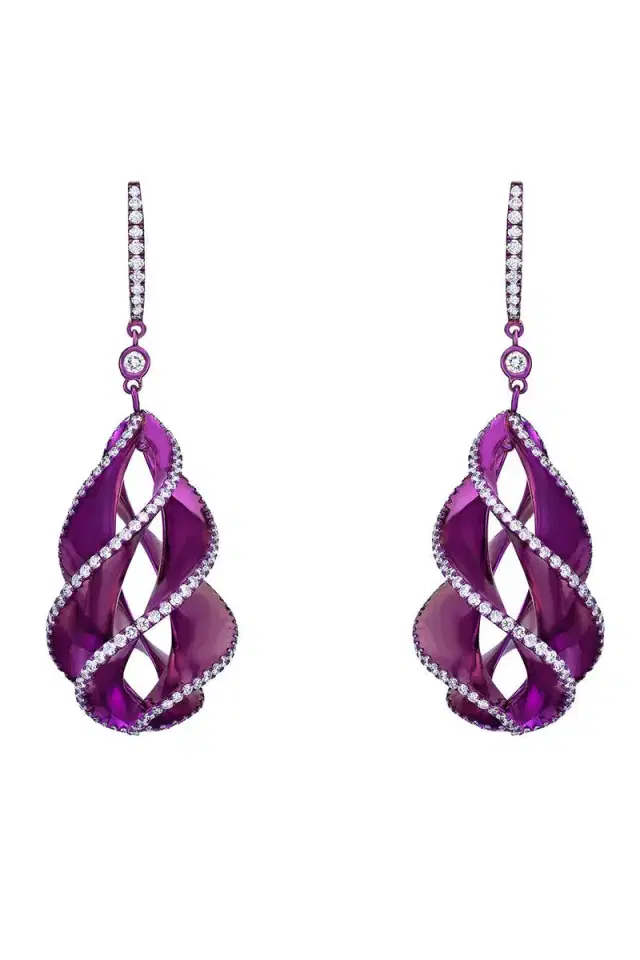 SABOO FINE JEWELS Diamond Twisted Pink Elemento Earrings