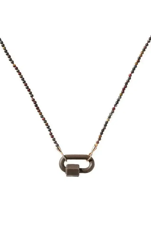 Marla Aaron Tone On Stone Rubber Lock Necklace - Black
