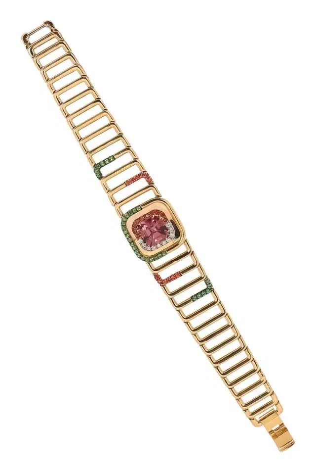 EDINA KISS Tourmaline Pearl Diamond Watch Bracelet