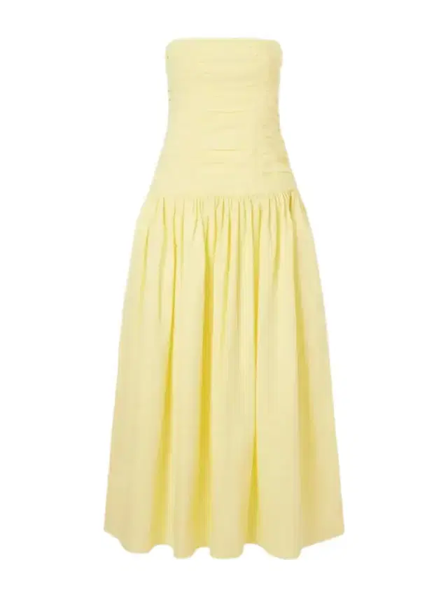 Matteau Strapless Ruched Organic Cotton-poplin Midi Dress