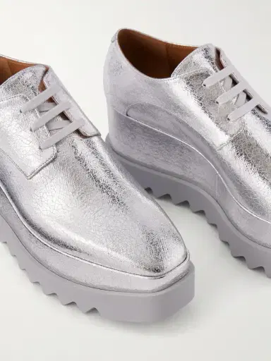 Stella McCartney Elyse Woven Metallic Vegetarian Material Platform Brogues | Thumbnail 5