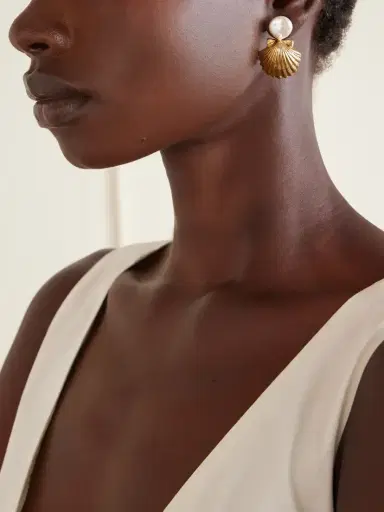 Jennifer Behr Laguna Gold-tone Pearl-effect Embellished Earrings | Thumbnail 2 Jennifer Behr Laguna Gold-tone Pearl-effect Embellished Earrings | Thumbnail 2