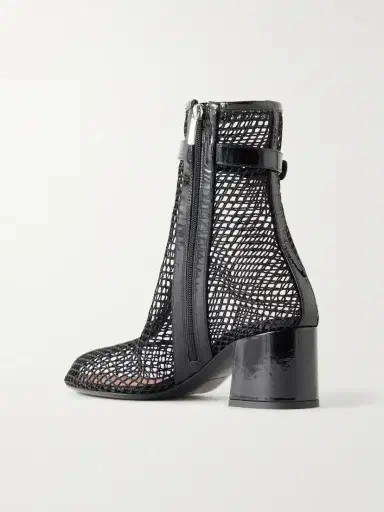 Alaïa Fishnet 55 Patent Leather-trimmed Mesh Ankle Boots | Thumbnail 3 Alaïa Fishnet 55 Patent Leather-trimmed Mesh Ankle Boots | Thumbnail 3
