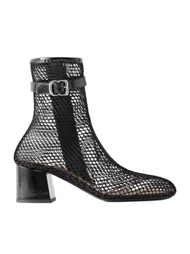 Alaïa Fishnet 55 Patent Leather-trimmed Mesh Ankle Boots | Thumbnail 1 Alaïa Fishnet 55 Patent Leather-trimmed Mesh Ankle Boots | Thumbnail 1
