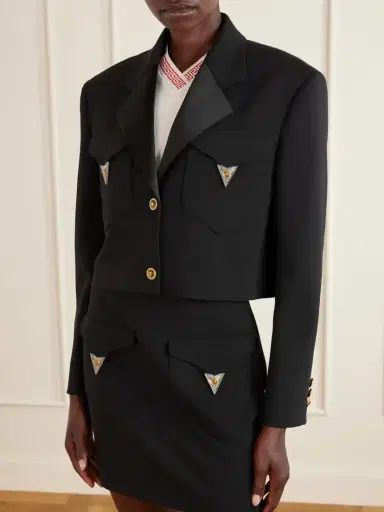 Versace Medusa-embellished Cropped Wool Jacket | Thumbnail 3