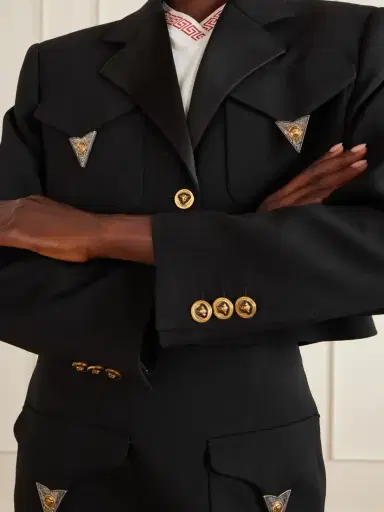 Versace Medusa-embellished Cropped Wool Jacket | Thumbnail 5