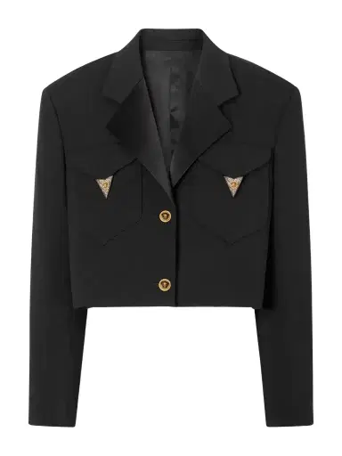 Versace Medusa-embellished Cropped Wool Jacket | Thumbnail 1