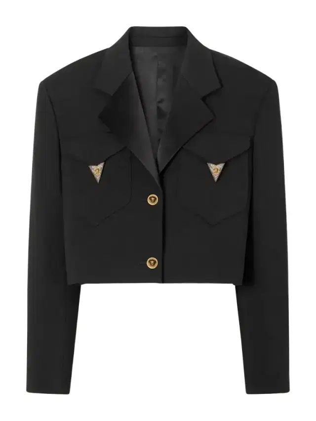 Versace Medusa-embellished Cropped Wool Jacket