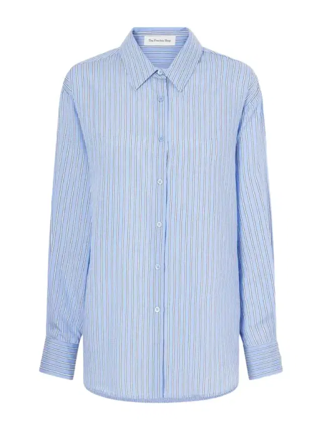 The Frankie Shop Peri Oversized Striped Georgette Shirt