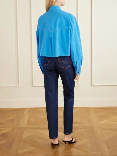 Versace Medusa-embellished Cropped Cotton-poplin Shirt | Thumbnail 4 Versace Medusa-embellished Cropped Cotton-poplin Shirt | Thumbnail 4