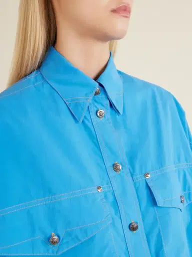 Versace Medusa-embellished Cropped Cotton-poplin Shirt | Thumbnail 5 Versace Medusa-embellished Cropped Cotton-poplin Shirt | Thumbnail 5