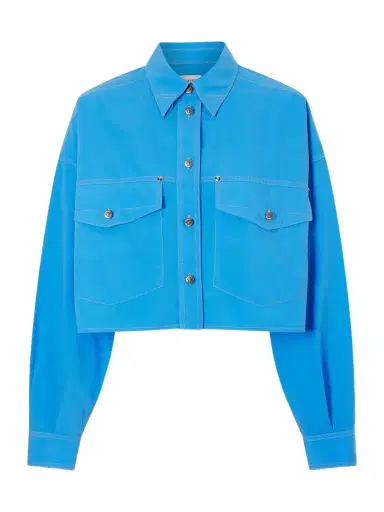 Versace Medusa-embellished Cropped Cotton-poplin Shirt | Thumbnail 1 Versace Medusa-embellished Cropped Cotton-poplin Shirt | Thumbnail 1