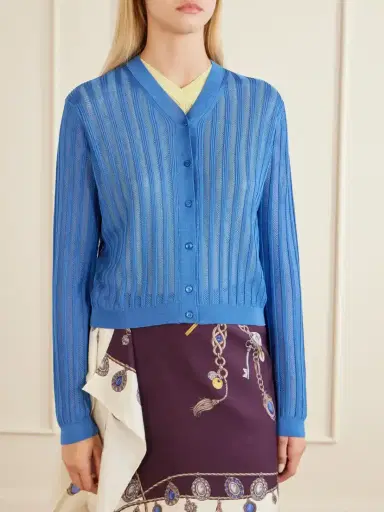 Versace Medusa-embellished Ribbed Crochet-knit Cardigan | Thumbnail 3 Versace Medusa-embellished Ribbed Crochet-knit Cardigan | Thumbnail 3
