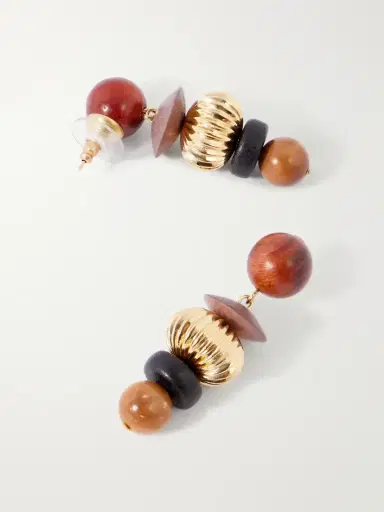 Jennifer Behr Lavon Gold-tone Bead-embellished Earrings | Thumbnail 3